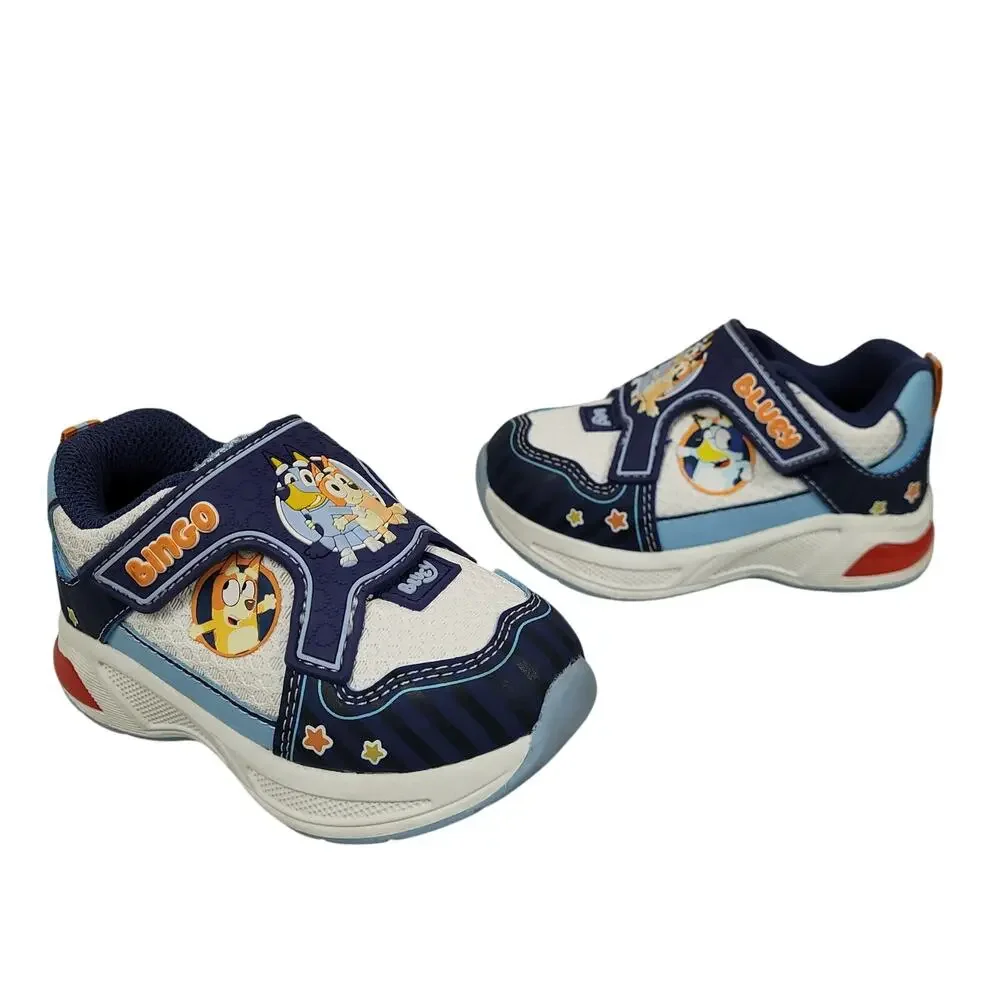Bluey Bingo Light Up Sneakers Toddler Size 7 Ground Up EUC Shoes White Blue